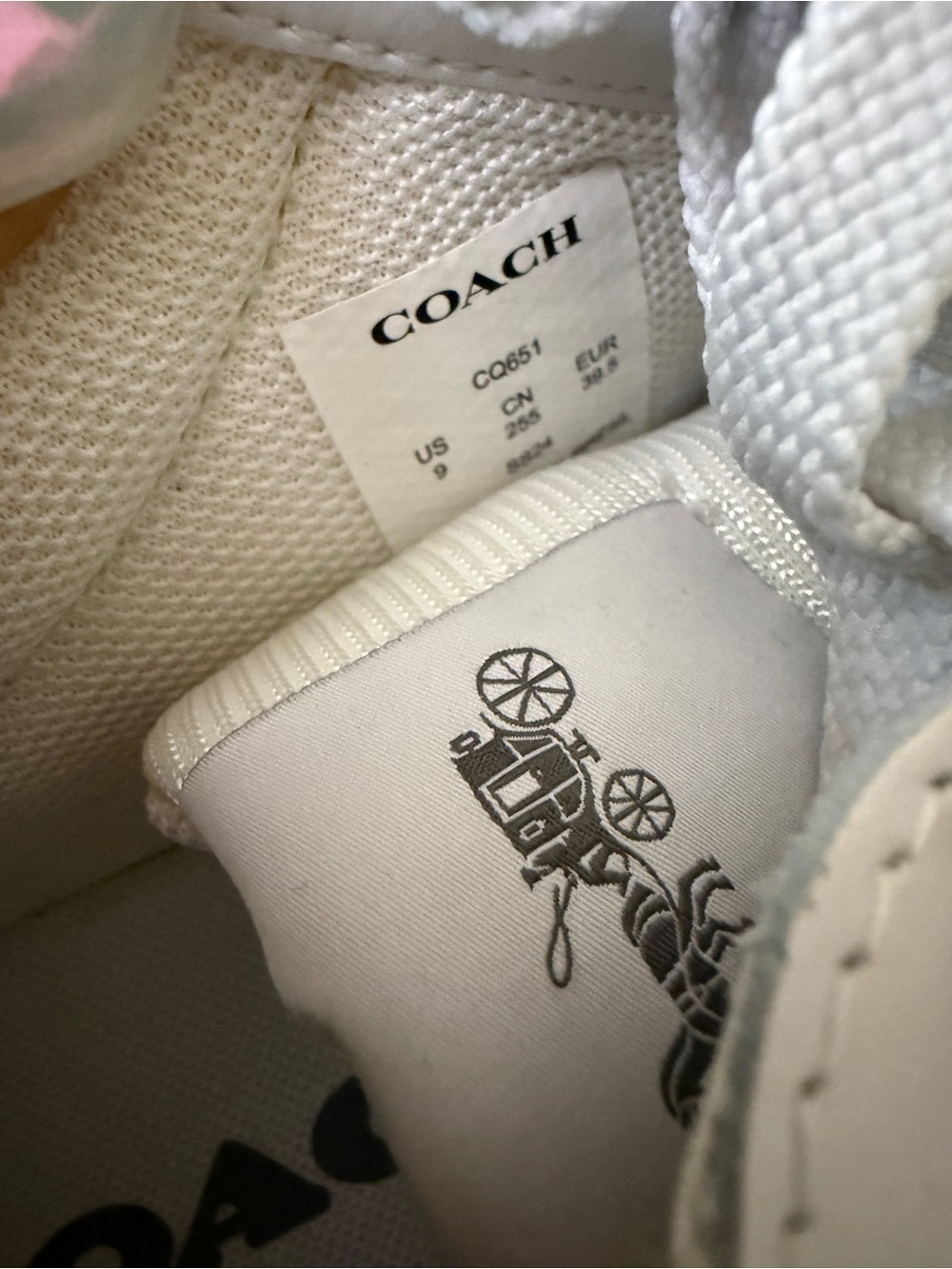 Coach White Leather Low-Top Sneakers with Cream Collar - Picture 10 of 11